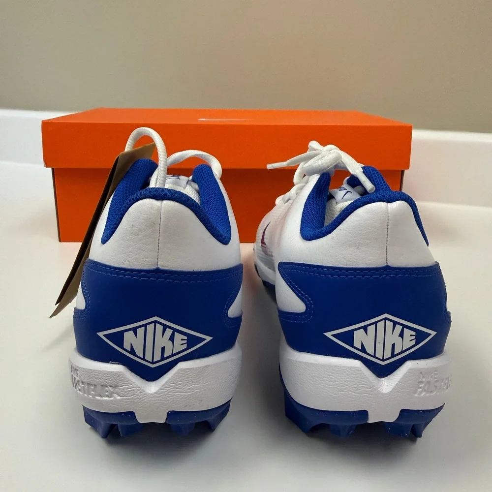 NWT Nike Mens Diamond Clutch Keystone Baseball Cleats Size 7 White/Royal Blue